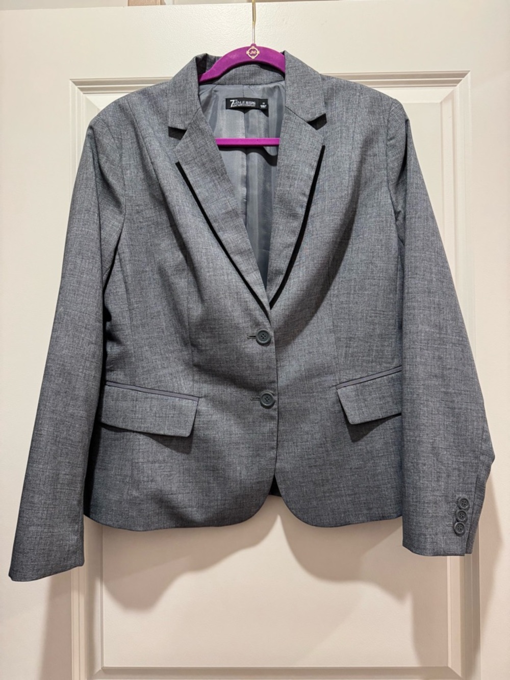 New York & Company Women's Gray Two-Button Tailored Blazer